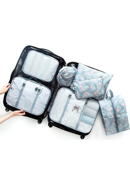 7pcs Swan Lake Style Valiz Paketleme Seyahat Düzenleyici Kıyafet Saklama Su Geçirmez Çantalar Ağ Çanta Içinde Torba Paketleme Küpüseyahat Aksesuarları (Yurt Dışından)