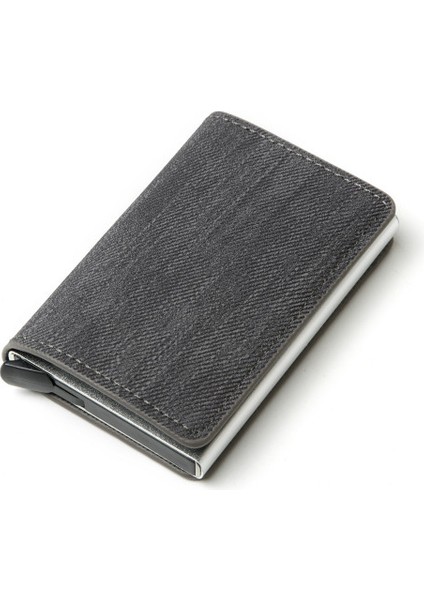 Gri YM003 Stili Yeni Erkek Cüzdanı Moda Karbon Fiber Anti Hırsızlık Rfid Akıllı Kart Tutucu Cüzdan Retro Basit Nötr Alüminyum Mini Cüzdan (Yurt Dışından)