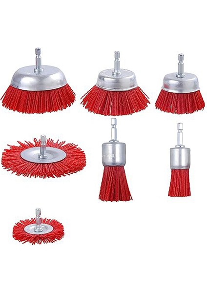 7 Paket Aşındırıcı Tel Fırça Tekerleği ve 1/4 Inç Altıgen Şaftlı Fincan Fırça Seti (Yurt Dışından)