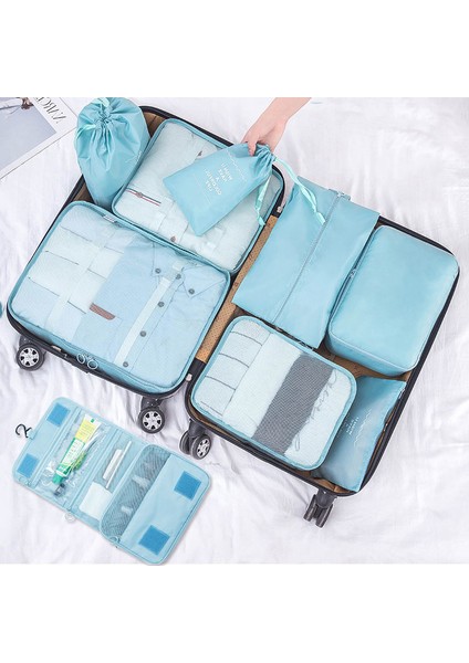 Gri 8 Adet Tarzı Seyahat Düzenleyici Depolama Çantaları Valiz Paketleme Seti Saklama Kutuları Taşınabilir Bagaj Düzenleyici Kıyafet Ayakkabı Tidy Torba (Yurt Dışından) fırsatları