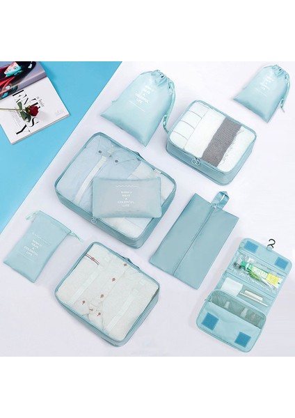 Gri 8 Adet Tarzı Seyahat Düzenleyici Depolama Çantaları Valiz Paketleme Seti Saklama Kutuları Taşınabilir Bagaj Düzenleyici Kıyafet Ayakkabı Tidy Torba (Yurt Dışından) indirimleri