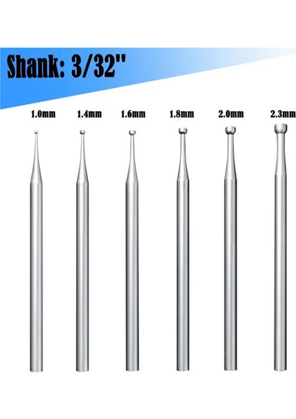 6 Adet Yuvarlak Bardak Freze - 3/32 Inç Saplı Mücevher Yapımı Frezeleri (Yurt Dışından) fiyatları