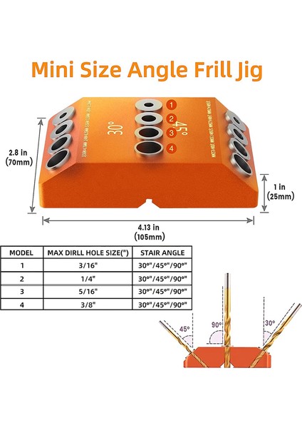 Matkap Kılavuzu 30 45 90 Derece 4 Boyutlu Lag Vida Matkap Takımı Kendin Yap El Sanatları Için (Yurt Dışından) fiyatları