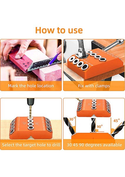 Matkap Kılavuzu 30 45 90 Derece 4 Boyutlu Lag Vida Matkap Takımı Kendin Yap El Sanatları Için (Yurt Dışından) fırsatları