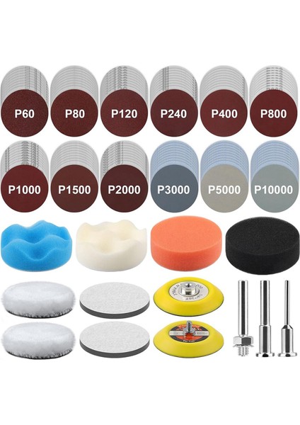 133 Adet 3 Inç Zımpara Diski Matkap Cilalama Kiti, Cilalama Pedleri (Yurt Dışından) fiyatları