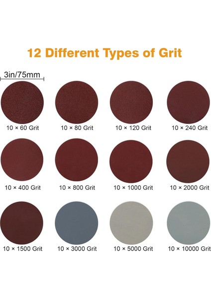 133 Adet 3 Inç Zımpara Diski Matkap Cilalama Kiti, Cilalama Pedleri (Yurt Dışından) fırsatları