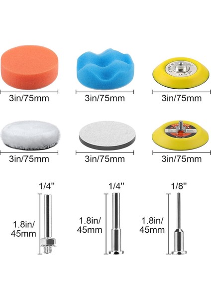 133 Adet 3 Inç Zımpara Diski Matkap Cilalama Kiti, Cilalama Pedleri (Yurt Dışından) indirimleri