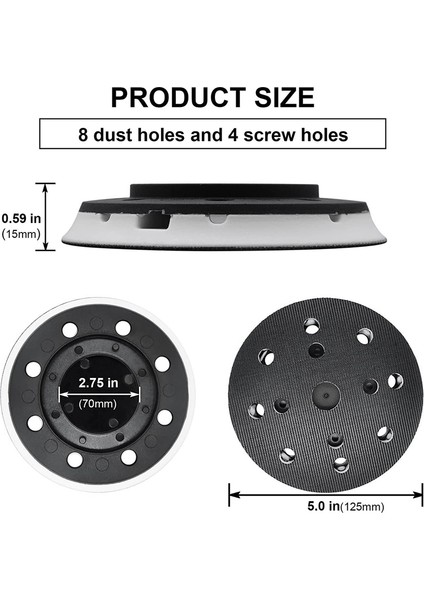 492280 Zımpara Pedi, 125 mm (5 Inç), 8 Delik, Uyumlu (Yurt Dışından) indirimleri