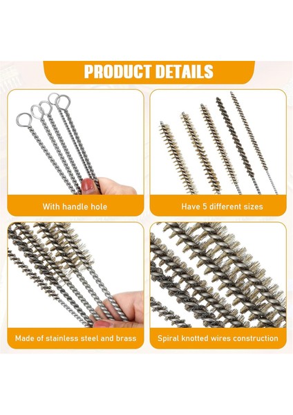 10 Adet Tel Boru Fırçaları Boru Boru Pirinç Fırçasını Temizlemek Için, 5 Boyut (Yurt Dışından) fırsatları