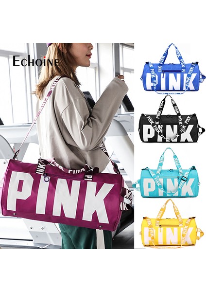 Siyah Stili Yükseltin Echoine Moda Rahat Fermuar Seyahat Çantası Spor Çantası Mektup Baskılı Taşınabilir Tek Omuz Çantası Kadın Büyük Kapasiteli Depolama Çantası (Yurt Dışından) fiyatları