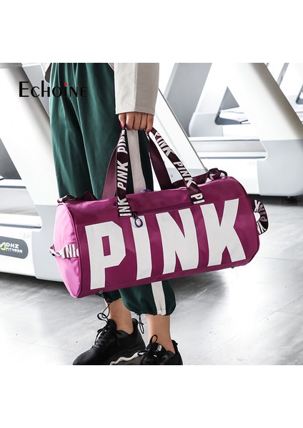 Siyah Stili Yükseltin Echoine Moda Rahat Fermuar Seyahat Çantası Spor Çantası Mektup Baskılı Taşınabilir Tek Omuz Çantası Kadın Büyük Kapasiteli Depolama Çantası (Yurt Dışından) fırsatları