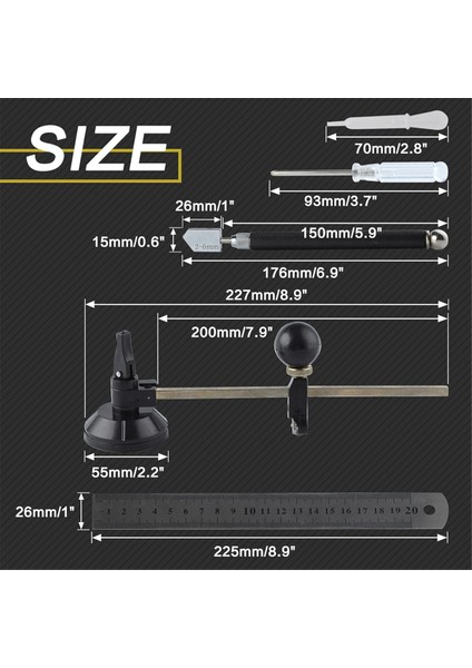 7 Parça Cam Kesici Alet Seti Ayarlanabilir Dairesel Cam Kesiciyi Içerir (Yurt Dışından) fırsatları