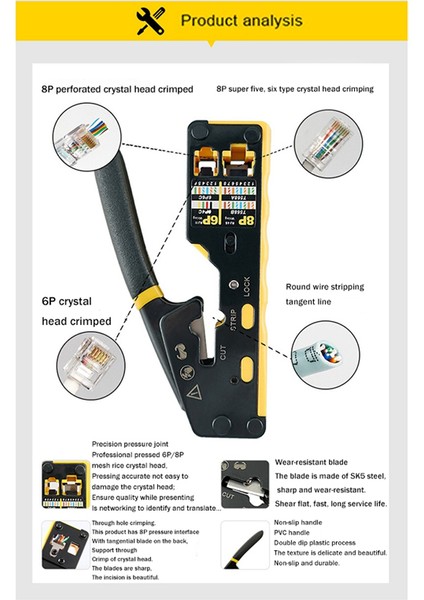 Cat5 Cat6 Modüler Konnektör Ethernet Sıkma Aleti Için (Yurt Dışından)