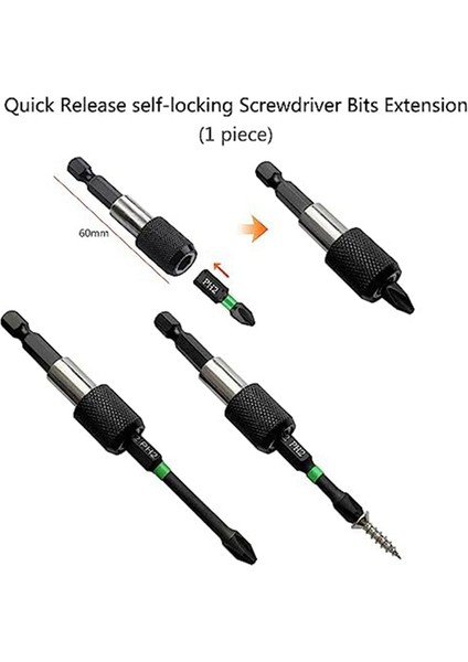 12 Adet Manyetik Tornavida Ucu Seti, 1/4 Inç Altıgen Şaftlar (25-150MM) (Yurt Dışından) modelleri