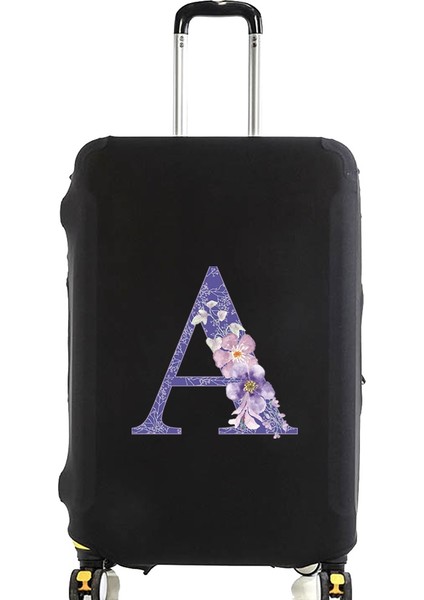 8mor Çiçek Bir Stil M Beden Valiz Kılıfı Bavul Koruyucu Kapak Mor Çiçek Harf Isim Desen Seyahat Elastik Valiz Toz Kapağı Uygula Valiz (Yurt Dışından)
