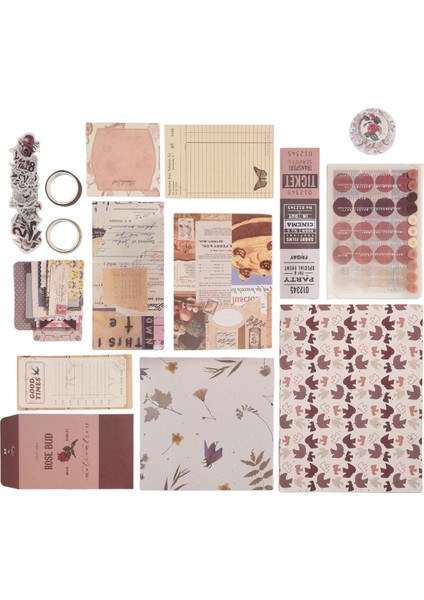Estetik Scrapbook Seti, Junk Journal Seti (Kakao Kekleri) (Yurt Dışından)