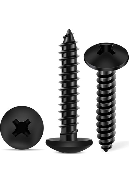 6 x 3/4 Inç Truss Headphillips Ahşap Vidaları, Siyah Kaplamalı Tam Dişli (Yurt Dışından)