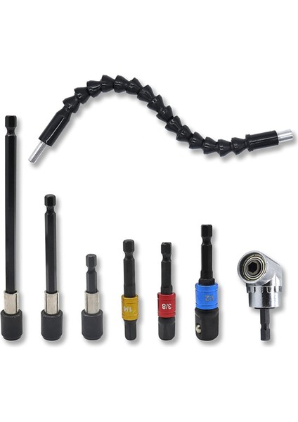 Esnek Matkap Ucu Uzatma Seti 8 Parça, 105°, Üniversal Soket Adaptörü (Yurt Dışından)