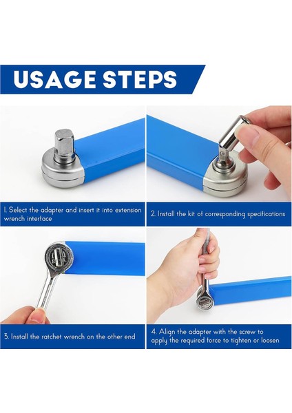 Ofset Uzatma Anahtarı Seti, 3/8 Inç Kare Tahrik Adaptörleriyle (Yurt Dışından) fırsatları