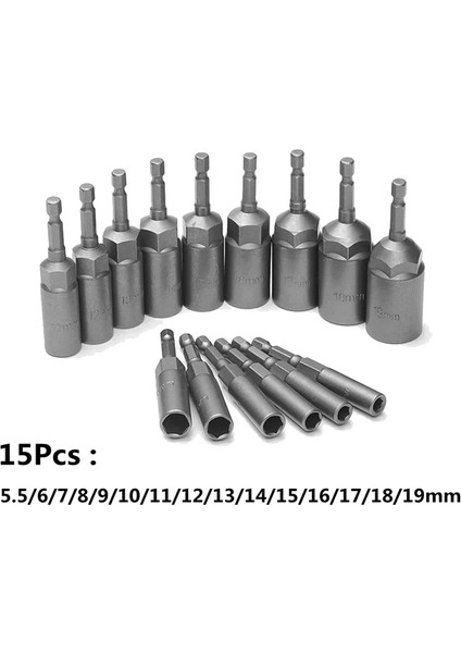 5.5MM-19MM Altıgen Soket Kovan Nozulları Somun Sürücü Seti (Yurt Dışından)