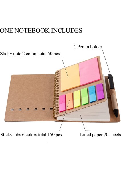 3 Paket Spiral Defter, Kalem Tutucu, Yapışkan Notlar, Dizin Sekmeleri (Yurt Dışından) modelleri
