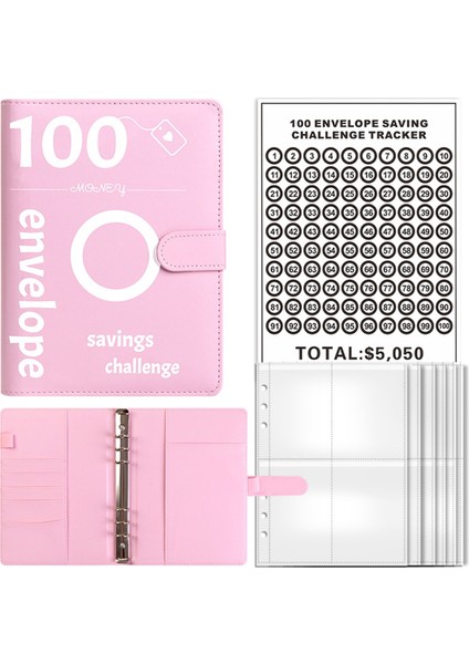 100 Zarf Para Biriktirme Mücadelesi Klasörü, Pembe (Yurt Dışından)