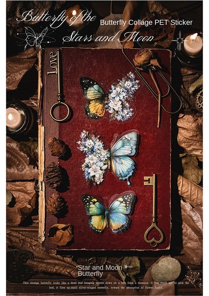 Defter Dekorasyon Malzemesi Yıldızlı Kelebek Çıkartmaları (Yurt Dışından)
