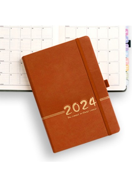 2024 Planlayıcı 365 Gün Kapak Günlük Haftalık Program Defteri Kahverengi (Yurt Dışından)