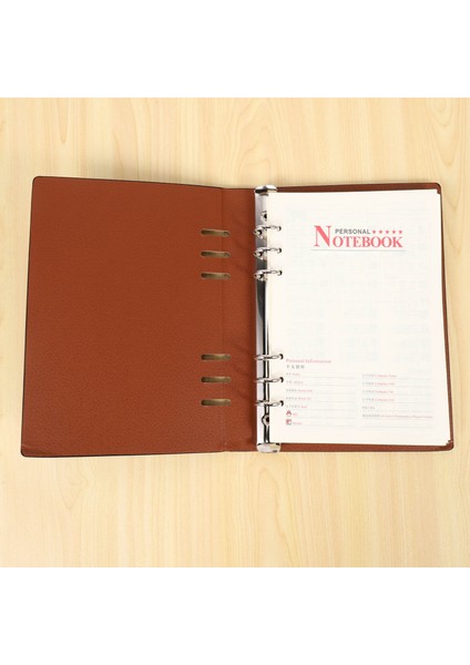 A5 Defter 6 Delikli Pu Deri Kapaklı Defter (Siyah) (Yurt Dışından)