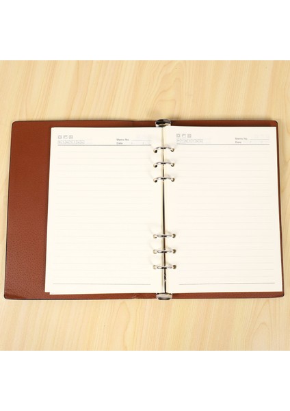 A5 Defter 6 Delikli Pu Deri Kapaklı Defter (Siyah) (Yurt Dışından)