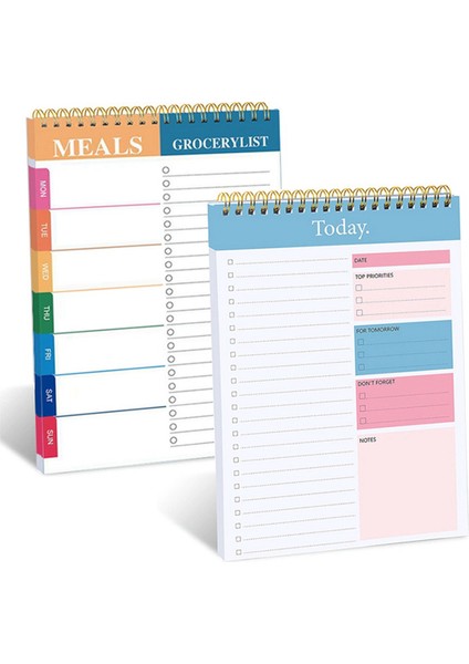 2 Adet Yapılacaklar Listesi Not Defteri Planlayıcı Defter, 5,6 x 8,5 Inç Haftalık Planlayıcı (Yurt Dışından)