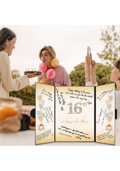 Tatlı 16 Doğum Günü Süslemeleri Siyah ve Altın (Yurt Dışından)