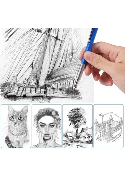 12 Adet Yedekli Sanat Çizimi Için 2.0mm Mekanik Kalem - Mavi (Yurt Dışından)
