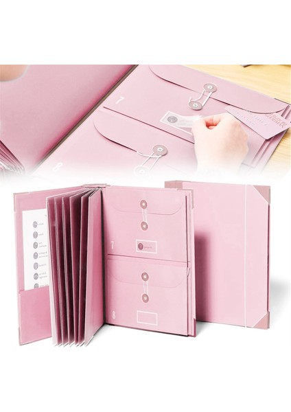 Etiketli Dosya Klasörleri, Fermuarlı Kese ile Şirin Kağıt Düzenleyici, Pembe (Yurt Dışından)