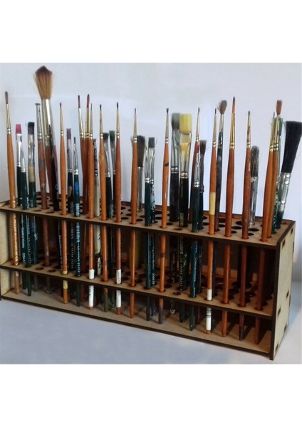 67 Delikli Boya Fırçası Tutucu Standı Ahşap Boya Fırçası Standı (Yurt Dışından)