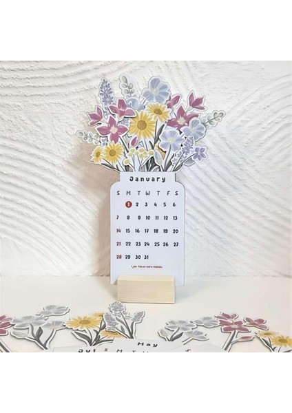 2 Adet 2024 Bloomy Flowers Masa Takvimi, Masa Takvimi 2024 (Yurt Dışından)