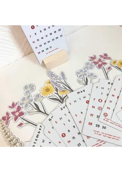 2 Adet 2024 Bloomy Flowers Masa Takvimi, Masa Takvimi 2024 (Yurt Dışından)