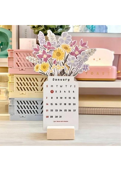 2 Adet 2024 Bloomy Flowers Masa Takvimi, Masa Takvimi 2024 (Yurt Dışından)