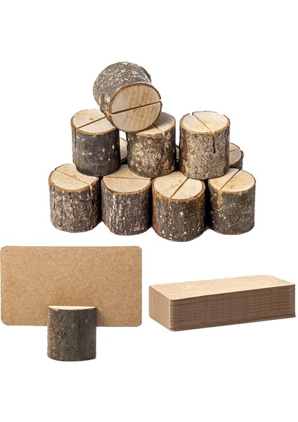 Premium Ahşap Yer Kartı Tutucuları ve 24 Parça Kraft Masa Yer Kartları (Yurt Dışından)