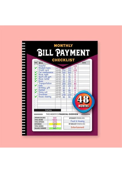 Fatura Takip Defteri Aylık Finansal Bütçeleme Yönetim Defteri (Yurt Dışından)