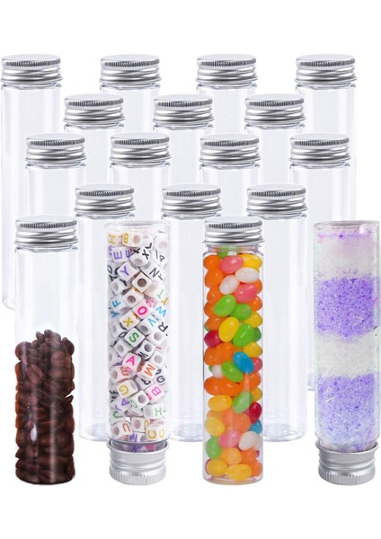 15 Adet 110 ml Plastik Test Tüpü, Şeffaf Düz Test Tüpleri, Vidalı Kapaklı (Yurt Dışından)