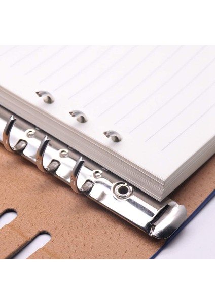 A5 Defter 6 Delikli Pu Deri Kapaklı Defter (Kahverengi) (Yurt Dışından)