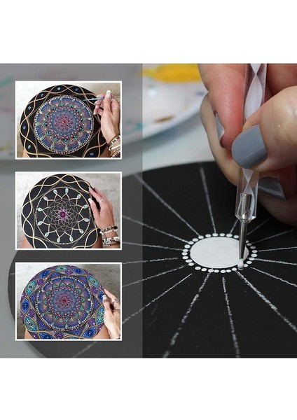 8 Adet 15CM Siyah Mandala Kraft Kağıdı Yuvarlak Karton Boyama Dıy Için (Yurt Dışından)