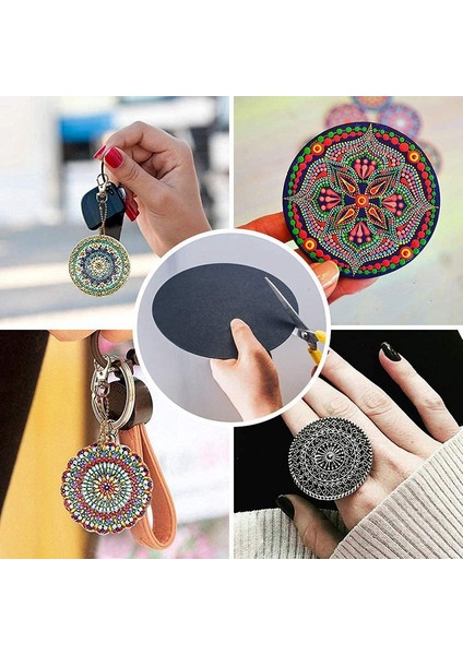 8 Adet 15CM Siyah Mandala Kraft Kağıdı Yuvarlak Karton Boyama Dıy Için (Yurt Dışından)