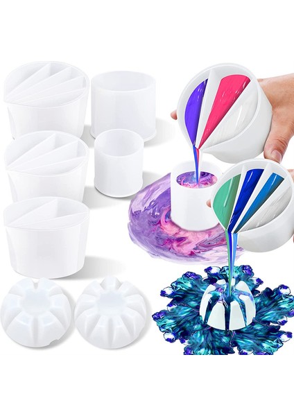 8 Adet Boya Dökme Kabı Boya Dökme Için Çok Kanallı Bölünmüş Kupa (Yurt Dışından)