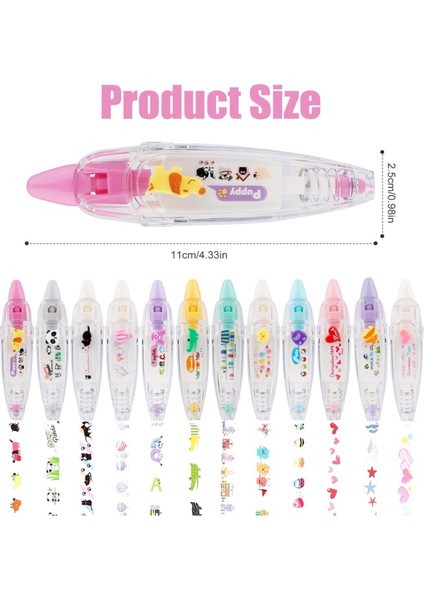 12 Adet Dekor Bant Kalem, Baskı Tipi Dekoratif Kalem Düzeltme Bant Kalem (Yurt Dışından) fiyatları