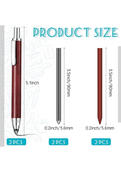 5.6mm Mekanik Kalem Tutucu 2 Otomatik Mekanik Grafit Kalem (Yurt Dışından)