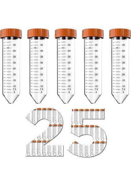 Konik Santrifüj Tüpü - 50ML Santrifüj Tüpleri, 25 Adet Steril Tüp (Yurt Dışından)