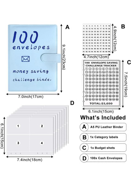 100 Zarf Para Tasarrufu Zorlukları Kitabı,depolama Bütçeleme Klasörü (Yurt Dışından)