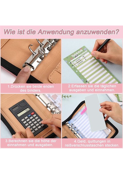 A6 Bütçe Planlayıcısı Hesap Makinesi Zip Bütçe Klasörü (Pembe) (Yurt Dışından)